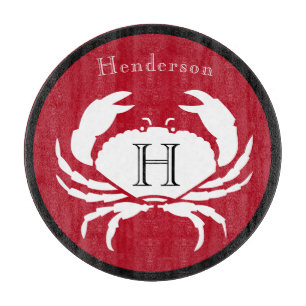 Monogram zwarte witte krab snijplank