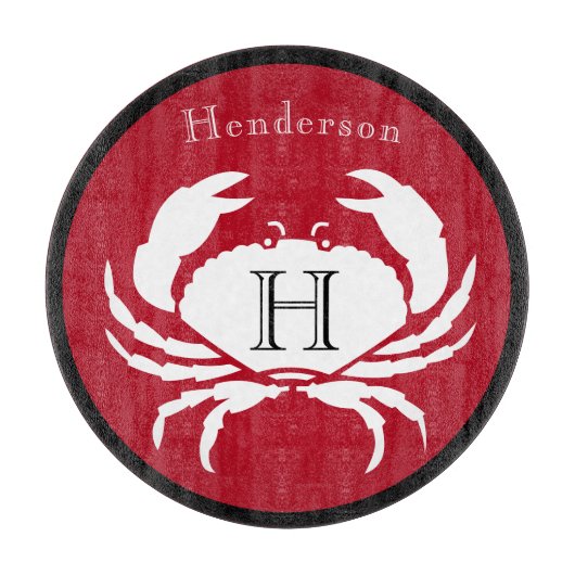 Monogram zwarte witte krab snijplank (Voorkant)