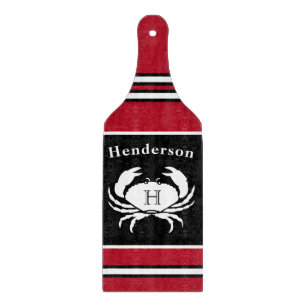 Monogram zwarte witte krab snijplank