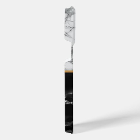 Monogram zwarte witte marmer Aangepaste Letter iPhone Hoesje (Rechterkant)