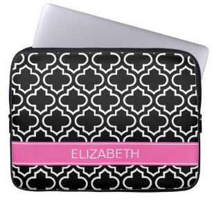 Monogram zwarte witte Marokkaanse #6 Laptop Sleeve