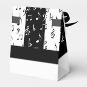 Monogram zwarte & witte muziekstrips Tent Box Bedankdoosjes (Achterkant)