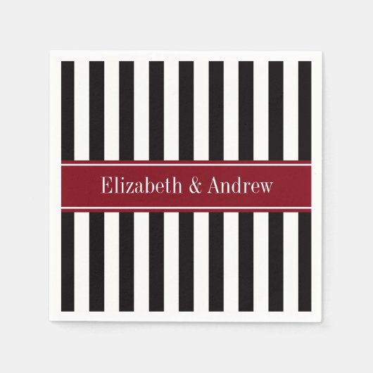 Monogram zwarte witte stape Bourgundy Servet (Voorkant)