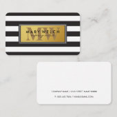 Monogram zwarte witte strepen afsprakenkaartje (Voorkant / Achterkant)