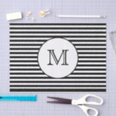 Monogram zwarte & witte strepen tissuepapier (Craft)