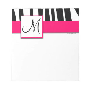 Monogram Zwarte Zebra Stripes Hot Pink Notitieblok