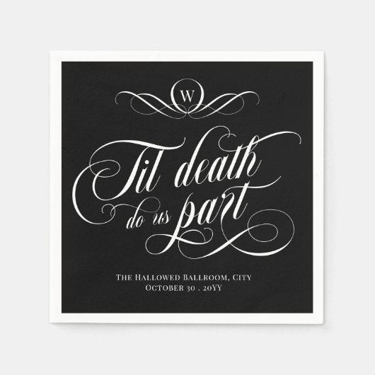 Monogram Zwirly Til Death Do Us Part Wedding Servet (Voorkant)