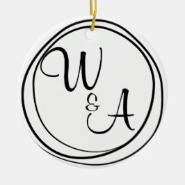 Monograma para casal Estilo Rústico Farmhouse Keramisch Ornament