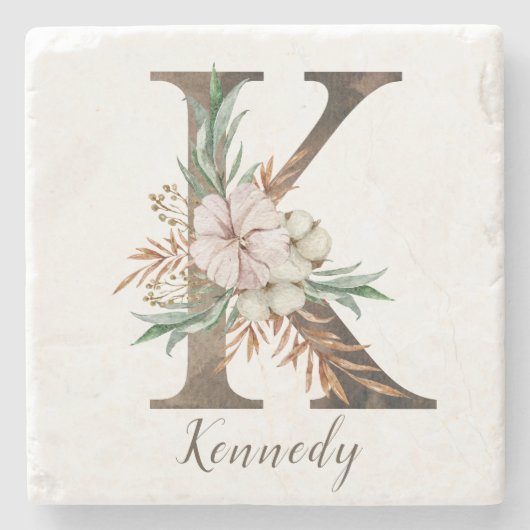 Monogramated Personalized Stone Onderzetter - Init (Voorkant)
