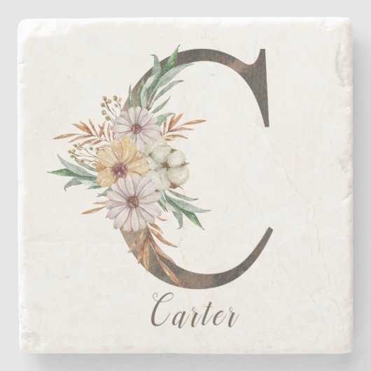 Monogramated Personalized Stone Onderzetter - Init (Voorkant)