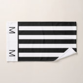 Monogrambadkamer van moderne zwarte en witte strep bad handdoek (Handdoek)