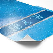 Monogramblauw-ventilator in reliëf foto afdruk (Hoek)