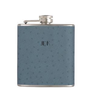 MonogramBlue Ostrich Leather Check Flask Heupfles