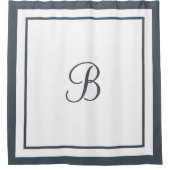 Monogrambrief Elegant Dark Slate Border Script Douchegordijn (Voorkant)