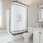 Monogrambrief Elegant donkergrijze rand Douchegordijn (In situ)