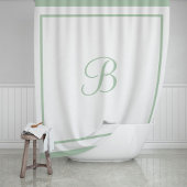 Monogrambrief Elegant Sage Green Border Script Douchegordijn