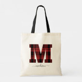 Monogrambrief "M" voor speldenrood en zwart Tote Bag (Achterkant)