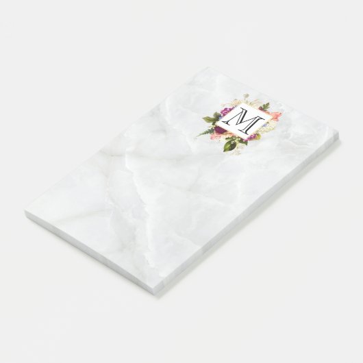 Monogrambrief  roze Waterverf Flowers Post-it® Notes (Schuin)