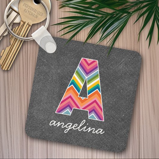 Monogrambrief van het karton A met Bright Chevrons Sleutelhanger