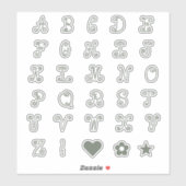 Monogrambrieven van het Initiaal Fun Swirly Sage A Sticker (Vel)