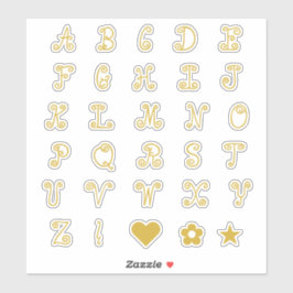 Monogrambrieven van het Zwirly Gold Font Alphabet  Sticker