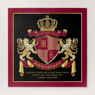 Monogramcoat van het wapenarsenaal Rode goudmakree Legpuzzel