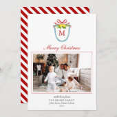 Monogramcrest met kerstfoto van Lemons Feestdagenkaart (Voorkant / Achterkant)