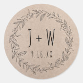 Monogramdatum voor bulkpapier met grote kruistoep ronde sticker (Voorkant)