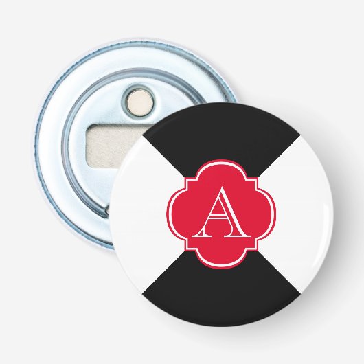 Monogramdecoratie Button Flesopener (Voorkant)