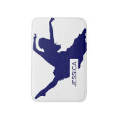 Monogramed Black Dancer Silhouette IllustrationBlu Badmat (Voorkant Verticaal)