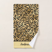 Monogramed Black en Gold Leopard Print Cheetah Bad Handdoek (Handdoek)