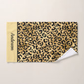 Monogramed Black en Gold Leopard Print Cheetah Bad Handdoek (Handdoek)