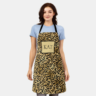 Monogramed Black en Gold Leopard Print Cheetah Schort