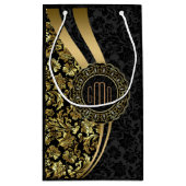 Monogramed Black & Gold Damkers Dynamic Stripes Klein Cadeauzakje (Achterkant)
