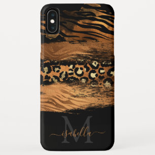 Monogramed Black Gold Elegant Script Copper iPhone XS Max Hoesje