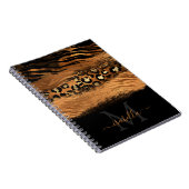 Monogramed Black Gold Elegant Script Copper Notitieboek (Rechterzijde)