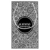 Monogramed Black & White  paisley Pattern Klein Cadeauzakje (Achterkant)