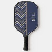 Monogramed Chevron Blue Pickleball Paddle (Achterkant)