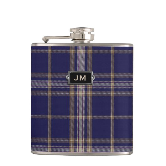 Monogramed Clan Baker Tartan Spelfles Heupfles (Voorkant)