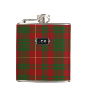 Monogramed Clan Cameron Tartan Plaid Flask Heupfles
