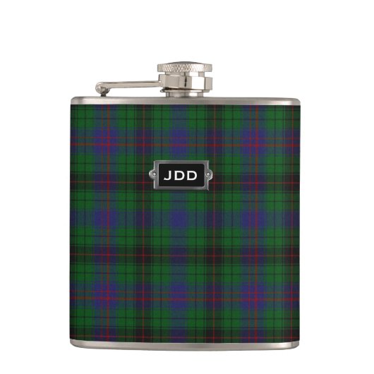 Monogramed Clan Davidson Tartan Plotselfles Heupfles (Voorkant)