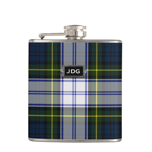 Monogramed Clan Gordon Dress Tartan Plaid Flask Heupfles (Voorkant)