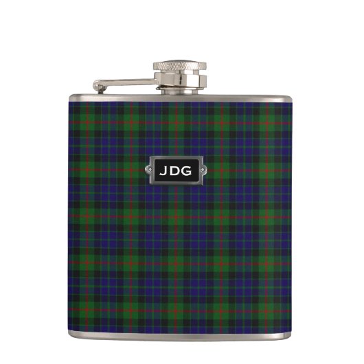 Monogramed Clan Gunn Tartan Pset Flask Heupfles (Voorkant)