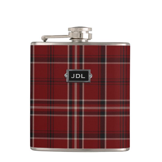 Monogramed Clan Lougheed Tartan Plaid Flask Heupfles (Voorkant)