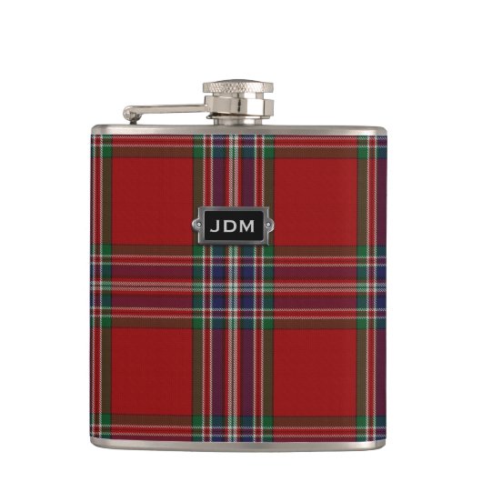 Monogramed Clan MacFarlane Tartan Pset Flask Heupfles (Voorkant)