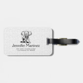 Monogramed Cute Black Elephant Line Tekening Bagagelabel (Achterkant horizontaal)