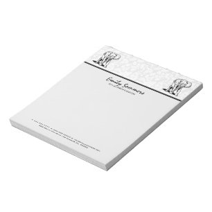 Monogramed Cute Black Elephant Line Tekening Notitieblok