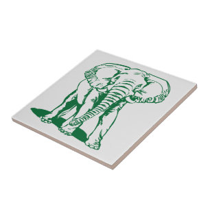 Monogramed Cute Hunter Green Elephant Line Drawing Tegeltje