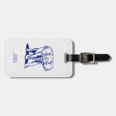 Monogramed Cute Navu Blue Elephant Line Drawing Bagagelabel (Voorkant horizontaal)