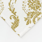 Monogramed Elegant Wit & Goud Bloemen Damasks Fleece Deken (Hoek)